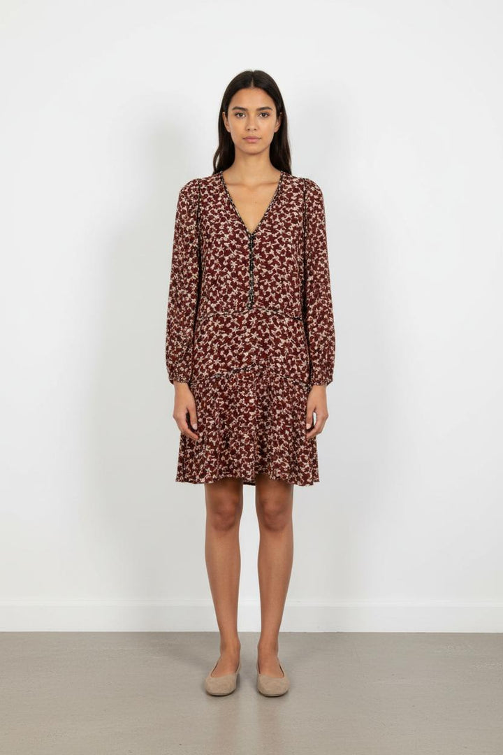 Robe Fleurie Bordeaux et Écru - Taille M/38
