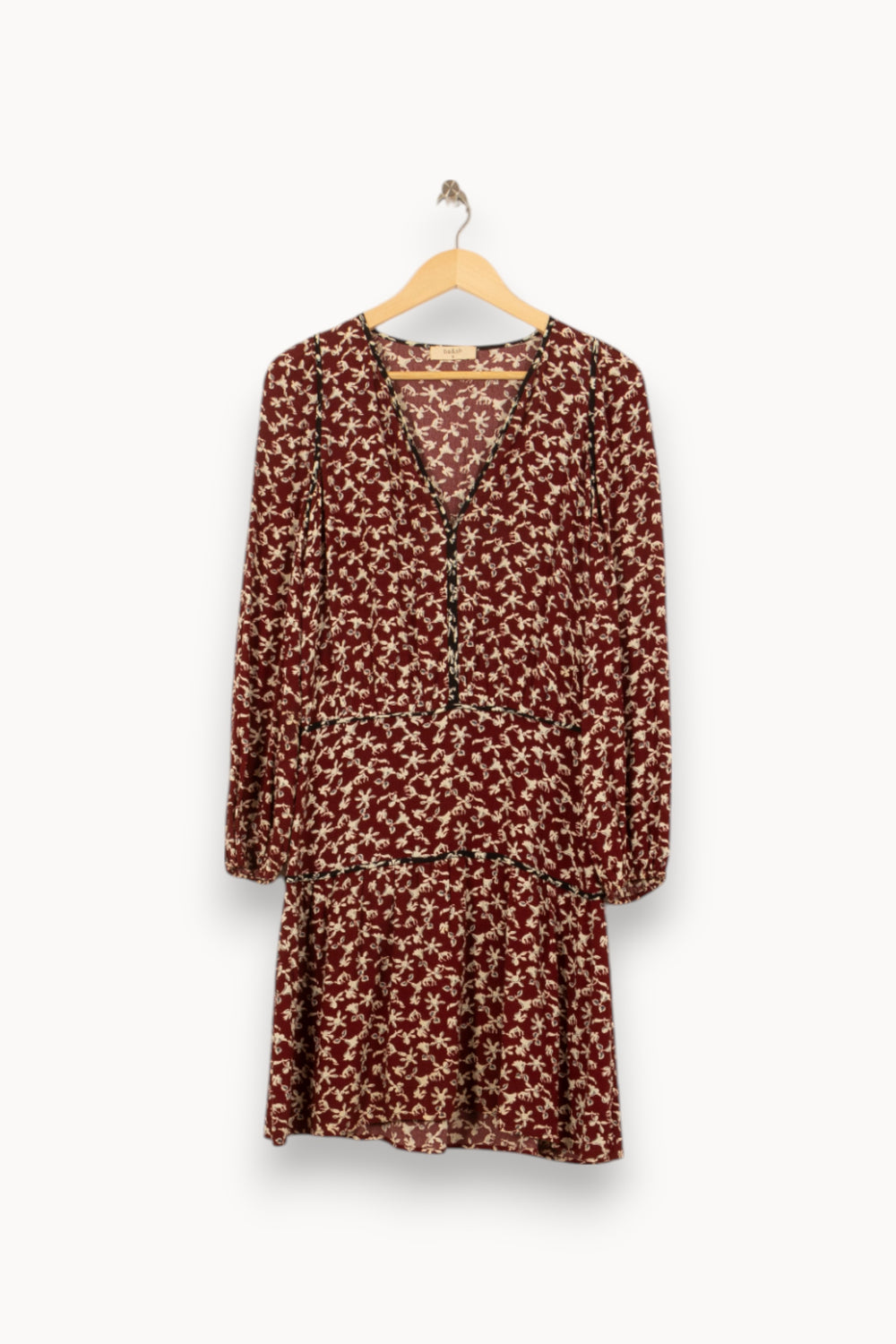 Robe Fleurie Bordeaux et Écru - Taille M/38 de la marque ba&sh | PARAD55206 - Vendu par Paradigme - Image 2