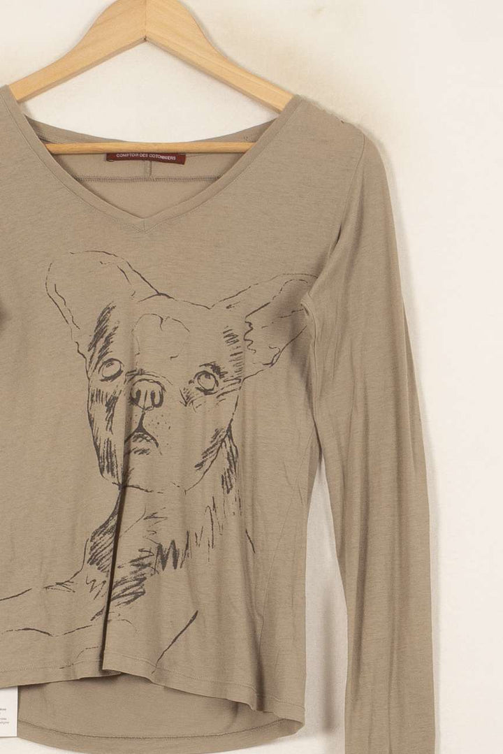 T-shirt Manches Longues Beige - Taille S/36 de la marque Comptoir des Cotonniers | PARAD55208 - Vendu par Paradigme - Image 3