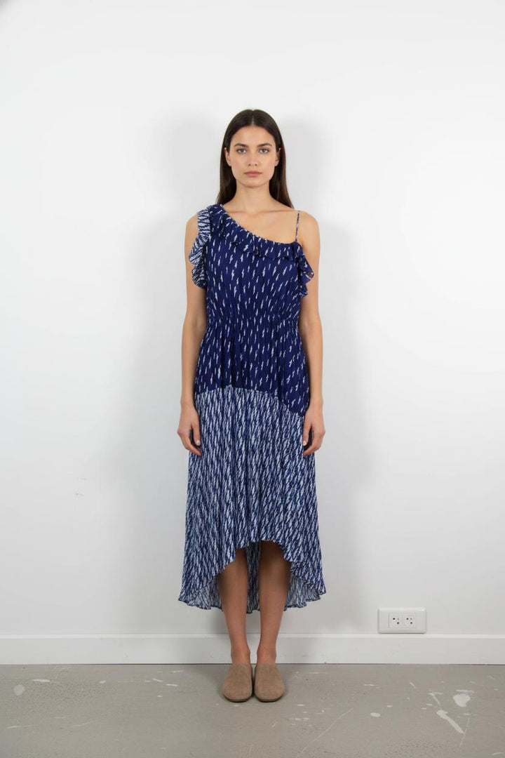 Robe Longue Bleue et Blanche - Taille L/40