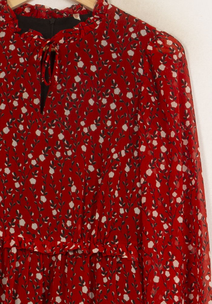 Robe Fleurie Rouge - Taille S/36 de la marque I.Code | PARAD55245 - Vendu par Paradigme - Image 3