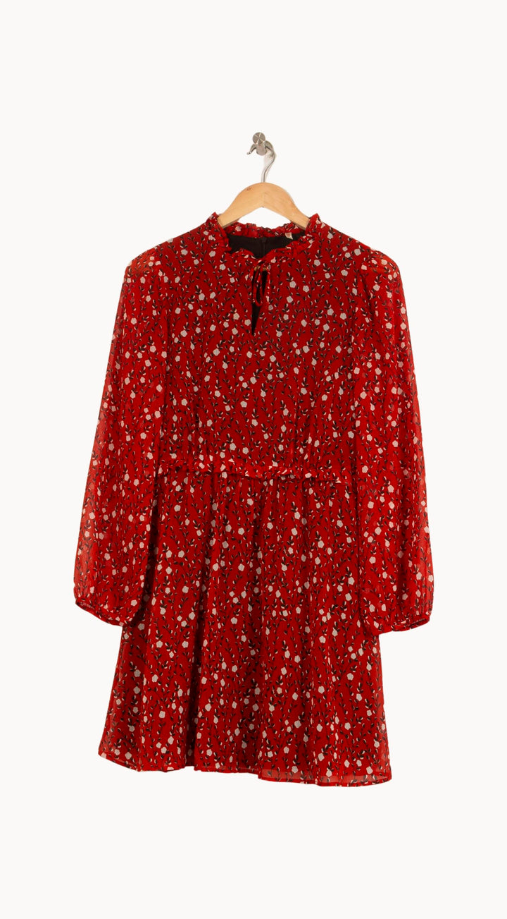 Robe Fleurie Rouge - Taille S/36 de la marque I.Code | PARAD55245 - Vendu par Paradigme - Image 2
