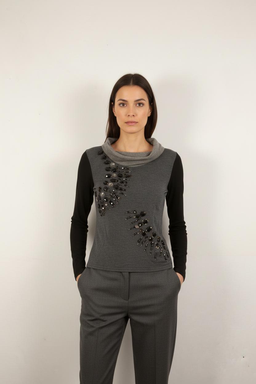 Pull Gris et Noir - Taille S/36