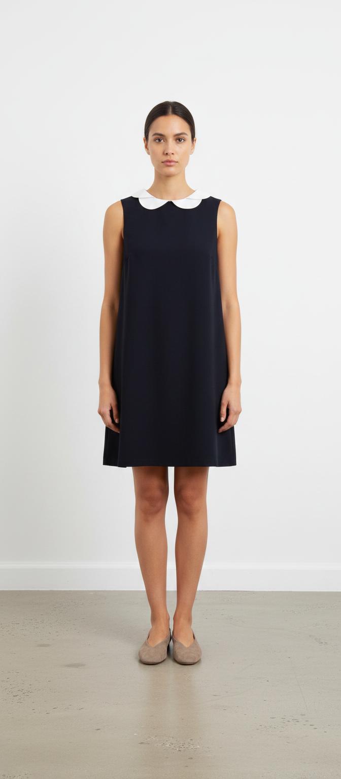 Robe Sans Manches Bleu Marine et Blanche - Taille L/40