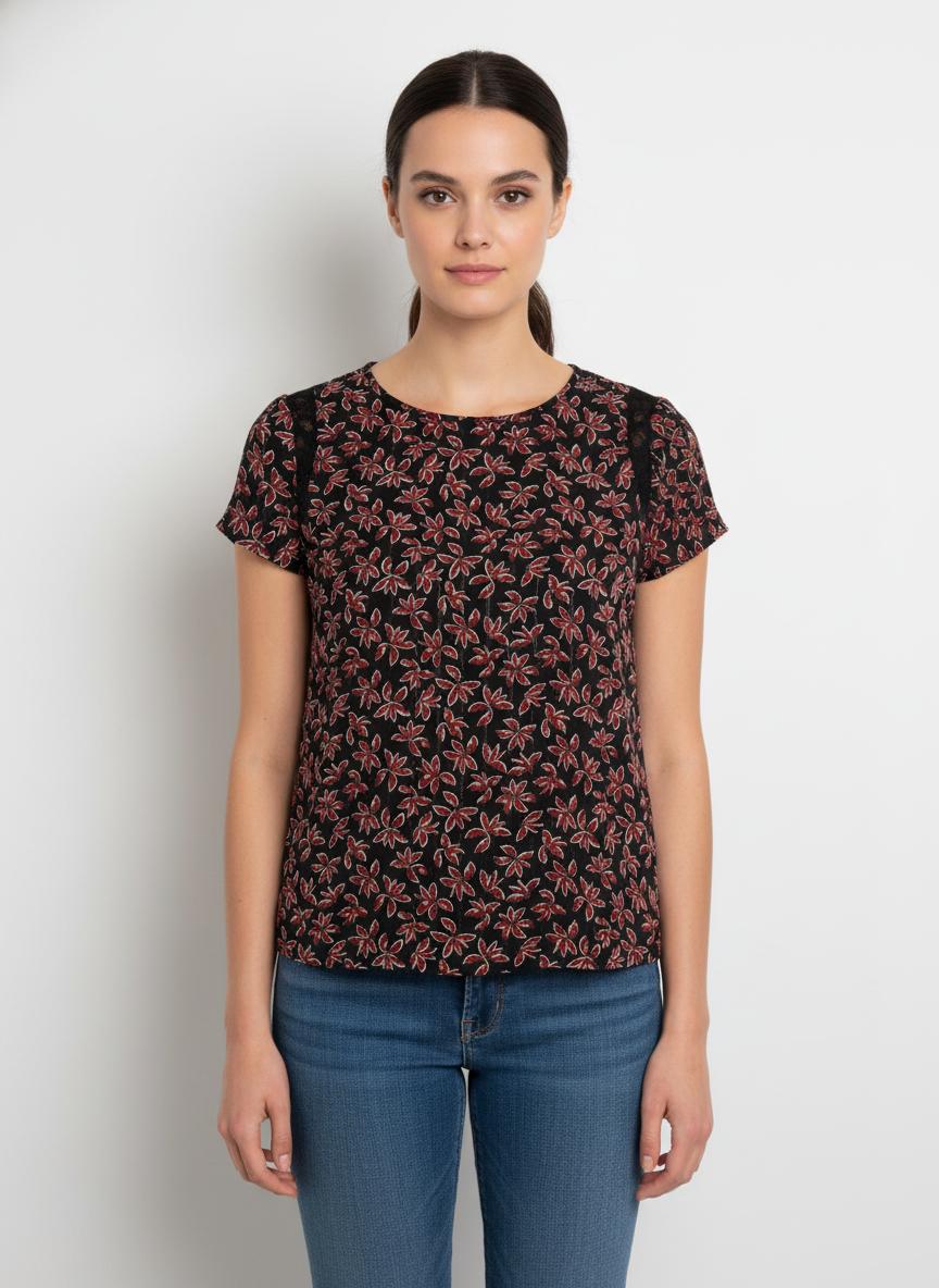 Blouse Noire et Rouge - Taille S/36