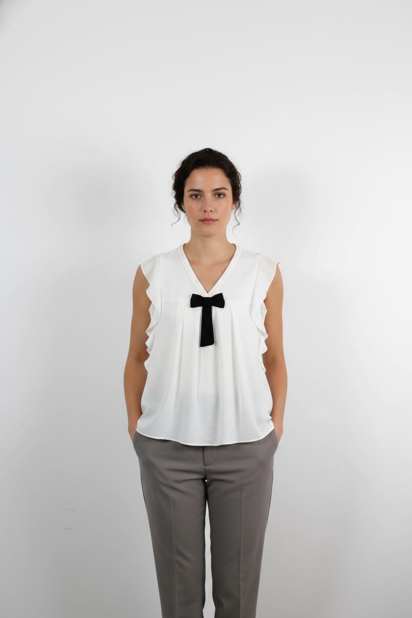 Blouse Blanche et Noire - Taille M/38