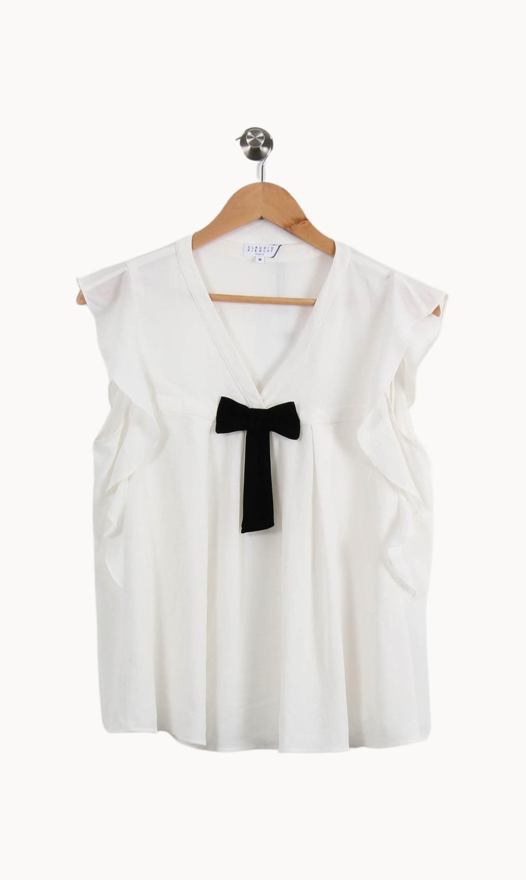 Blouse Blanche et Noire - Taille M/38 de la marque Claudie Pierlot | PARAD55443 - Vendu par Paradigme - Image 2
