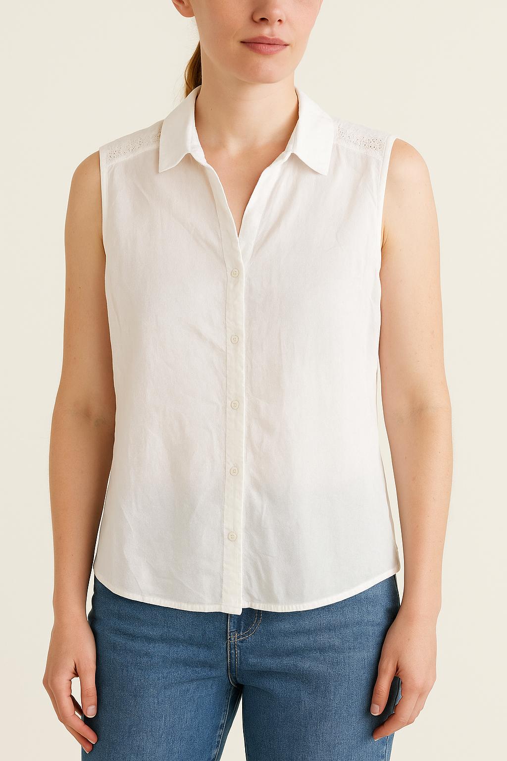 Chemise Sans Manches Blanche - Taille M/38 de la marque ZAPA | PARAD55456 - Vendu par Paradigme - Image 1