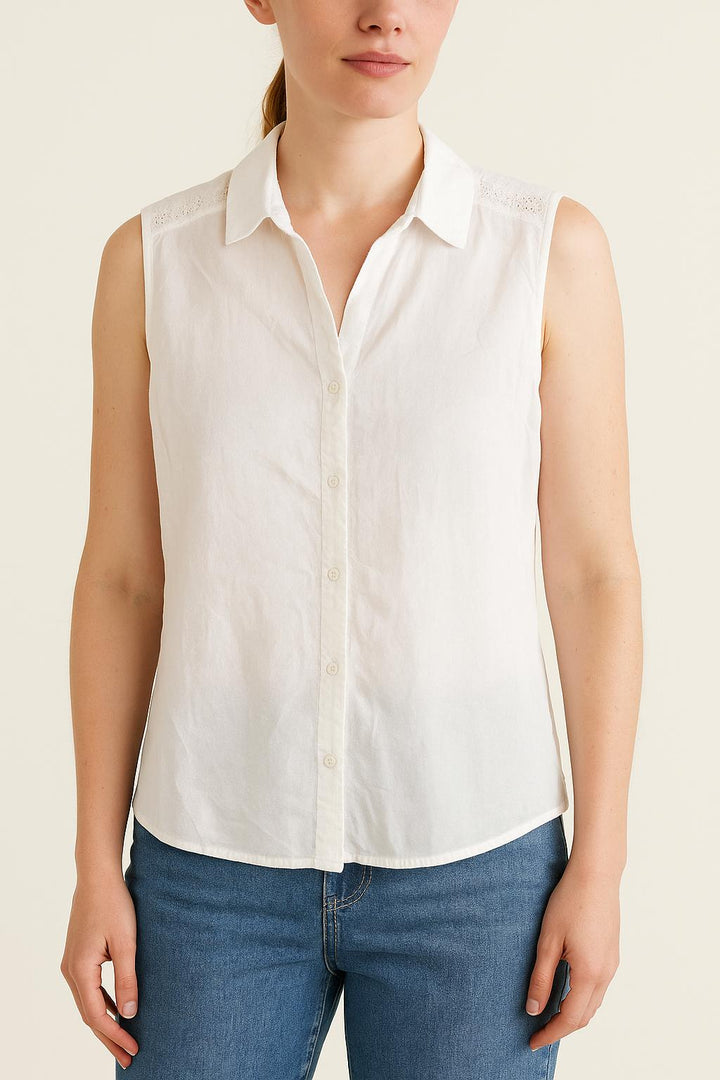 Chemise Sans Manches Blanche - Taille M/38 de la marque ZAPA | PARAD55456 - Vendu par Paradigme - Image 1