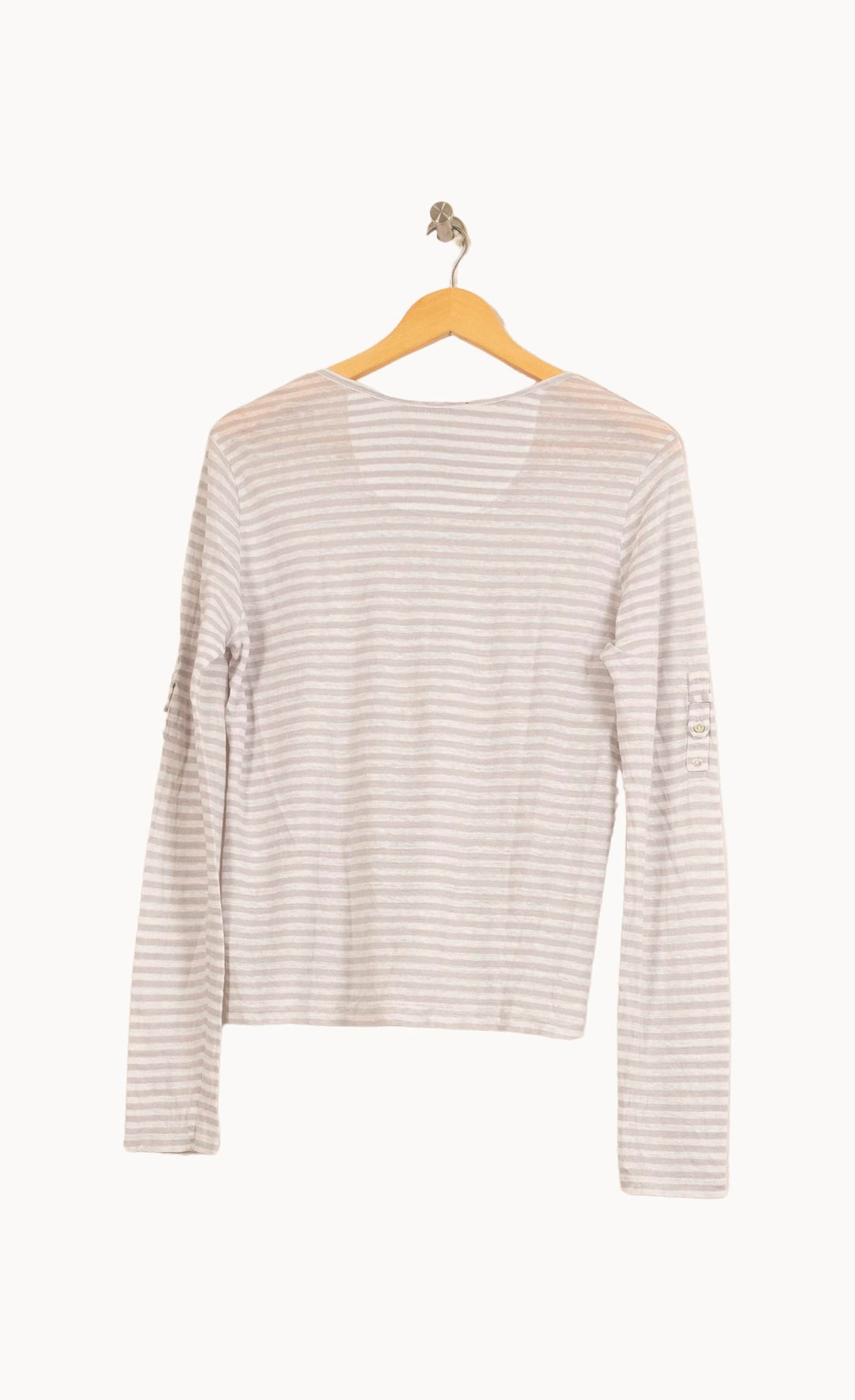 Tee-shirt Manches Longues Blanc et Gris - Taille L/40 de la marque IKKS | PARAD55486 - Vendu par Paradigme - Image 4