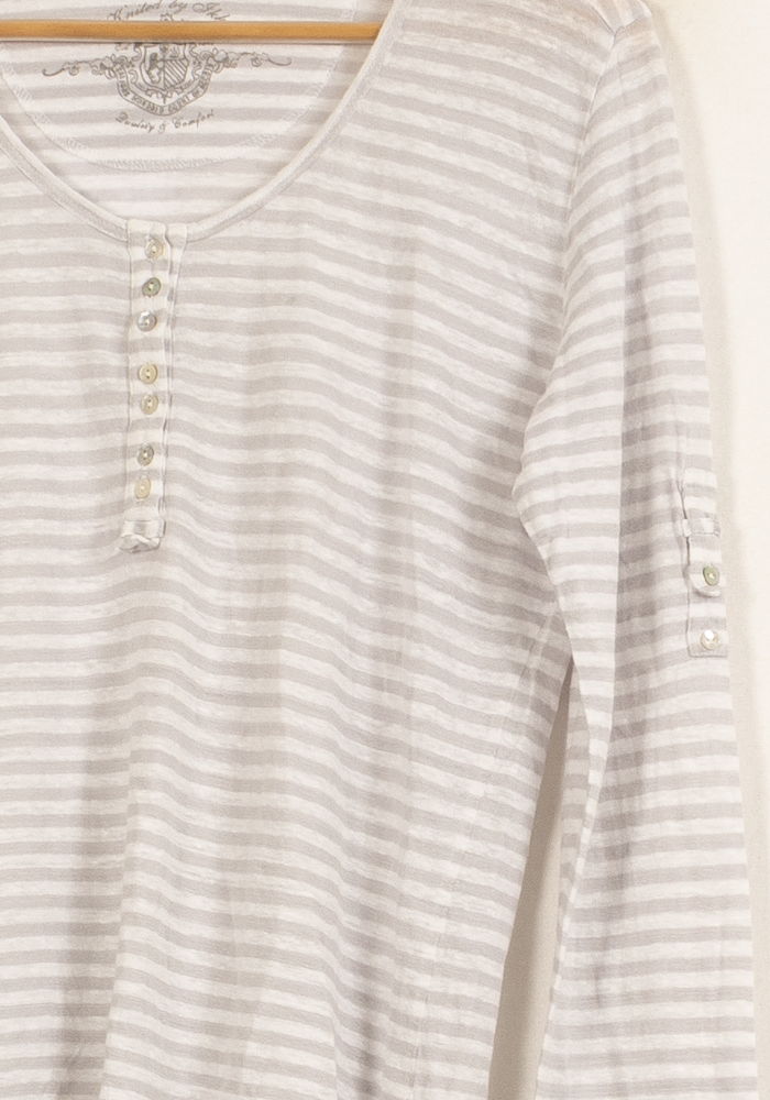 Tee-shirt Manches Longues Blanc et Gris - Taille L/40 de la marque IKKS | PARAD55486 - Vendu par Paradigme - Image 3