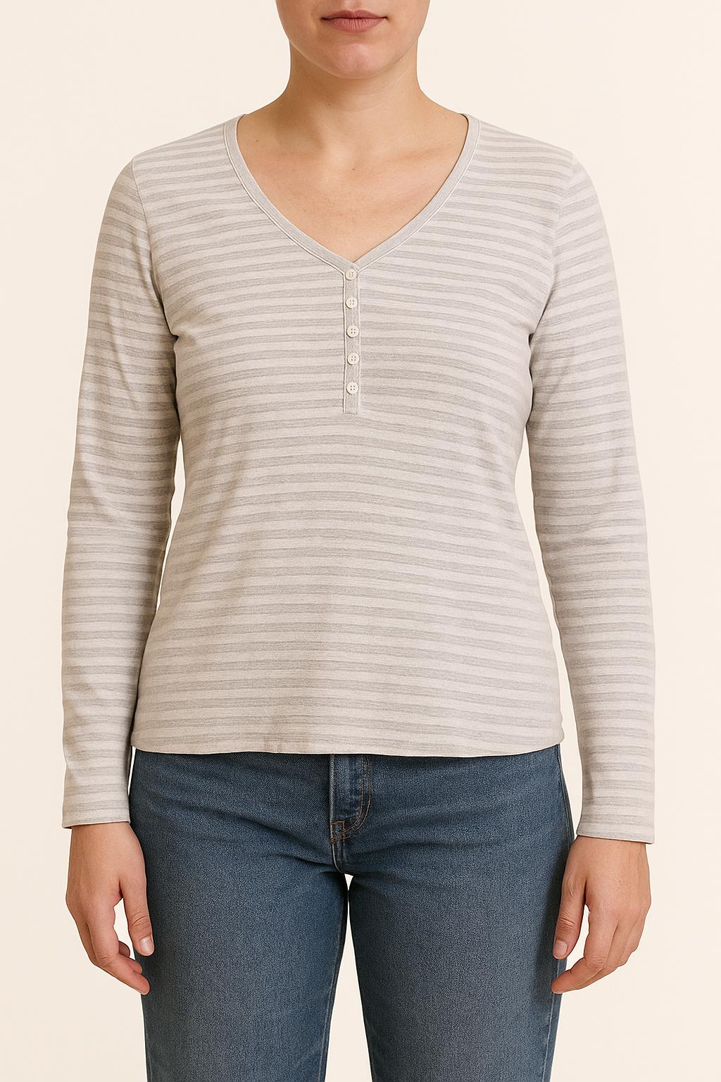 Tee-shirt Manches Longues Blanc et Gris - Taille L/40 de la marque IKKS | PARAD55486 - Vendu par Paradigme - Image 1