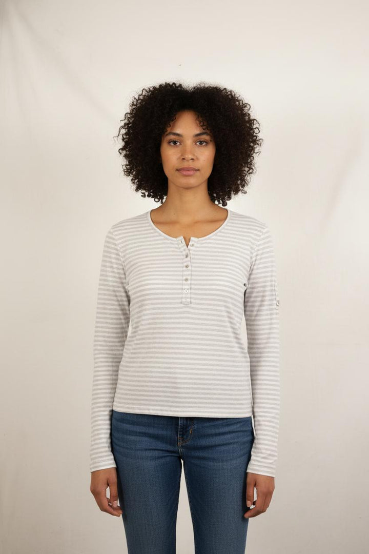 Tee-shirt Manches Longues Blanc et Gris - Taille L/40