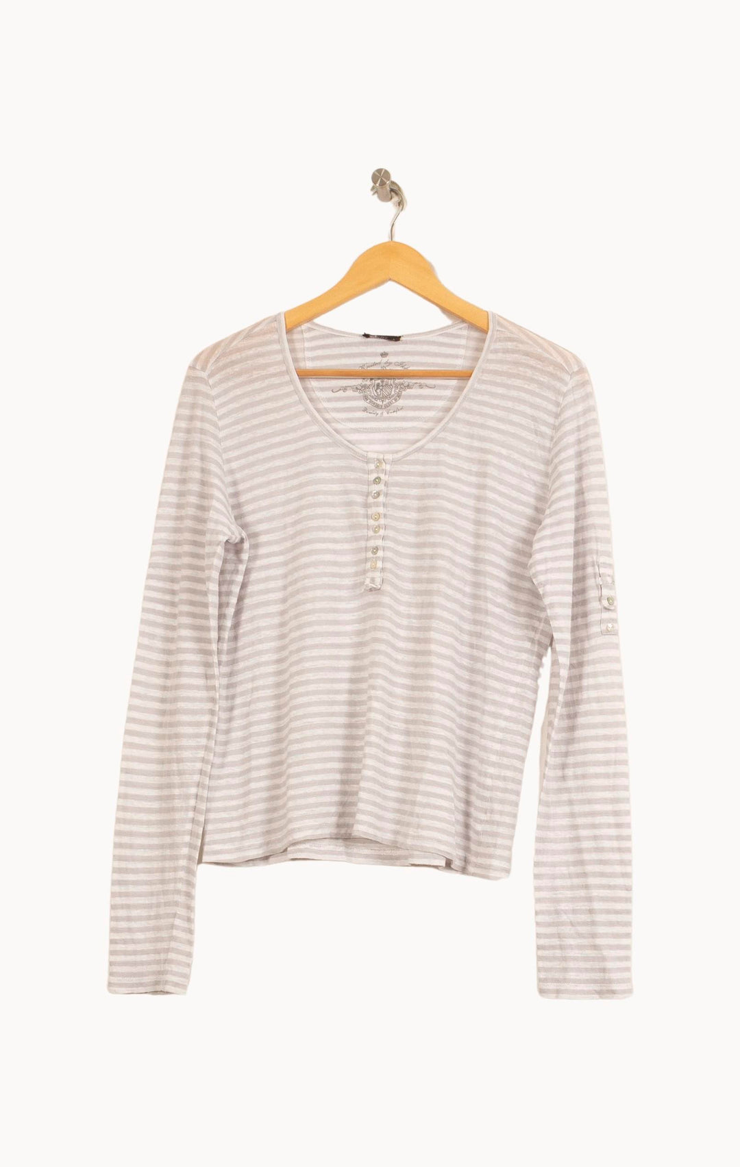Tee-shirt Manches Longues Blanc et Gris - Taille L/40 de la marque IKKS | PARAD55486 - Vendu par Paradigme - Image 2