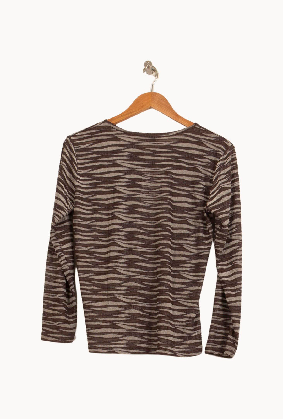 T-shirt Manches Longues Marron et Beige - Taille XL/42 de la marque Maison 123 | PARAD55499 - Vendu par Paradigme - Image 4