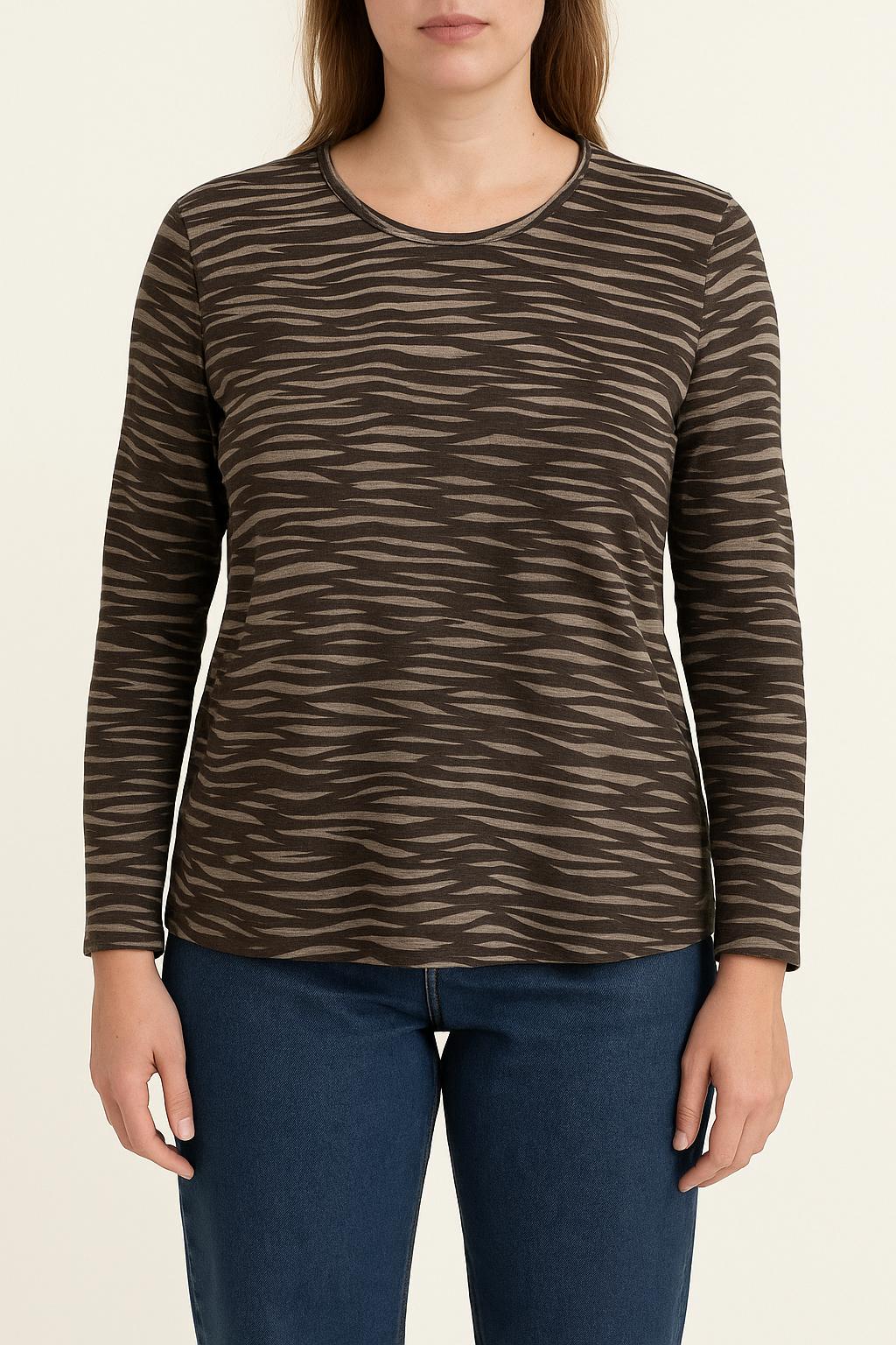 T-shirt Manches Longues Marron et Beige - Taille XL/42 de la marque Maison 123 | PARAD55499 - Vendu par Paradigme - Image 1