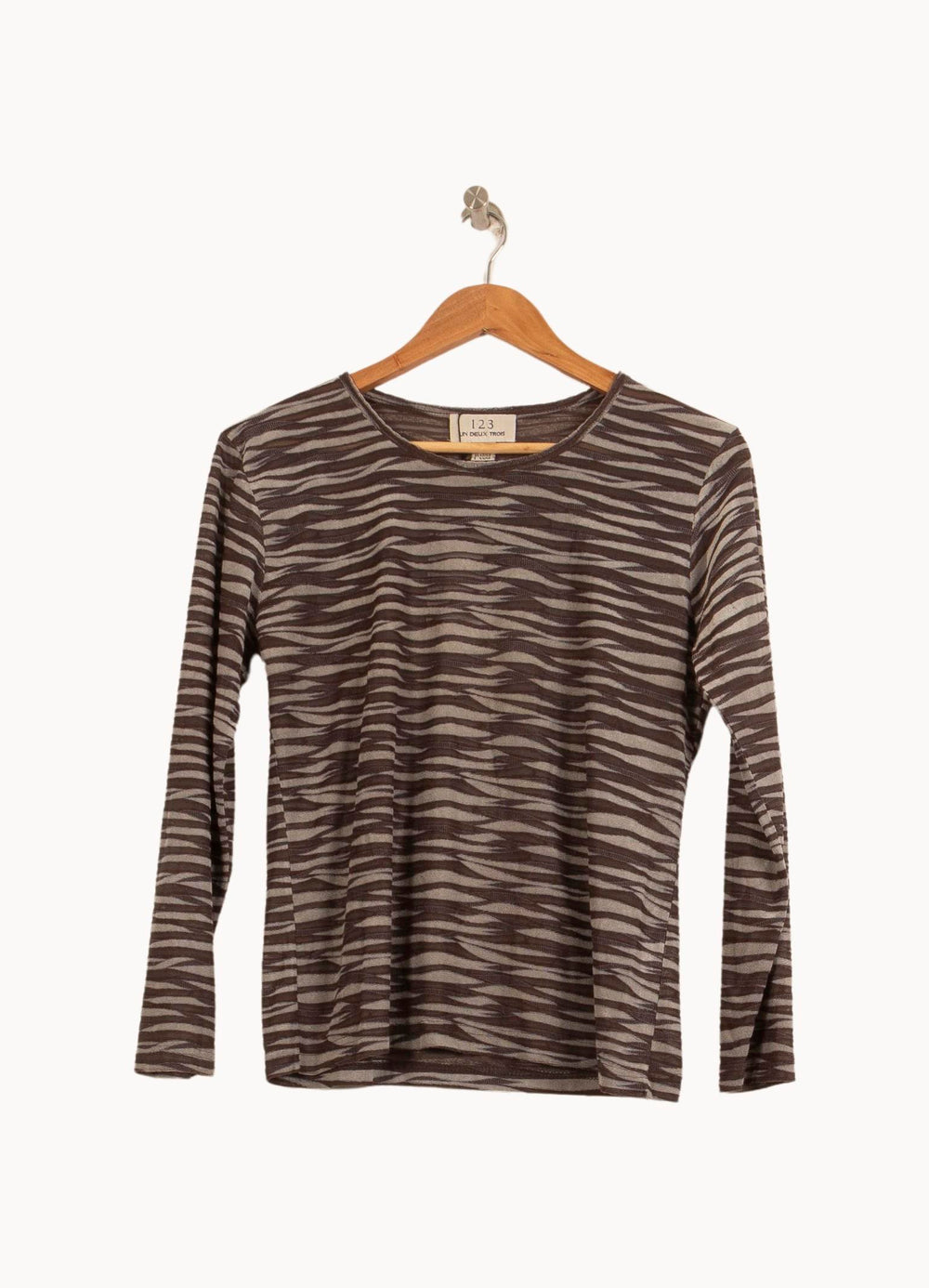 T-shirt Manches Longues Marron et Beige - Taille XL/42 de la marque Maison 123 | PARAD55499 - Vendu par Paradigme - Image 2