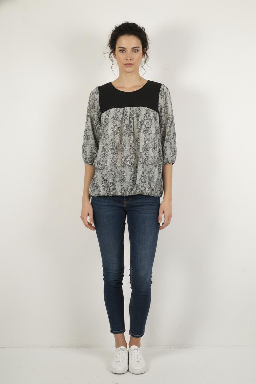 Blouse Grise et Noire - Taille S/36