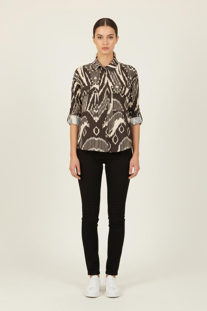 Chemise Noire et Beige - Taille L/40 de la marque Maison 123 | PARAD55532 - Vendu par Paradigme - Image 1