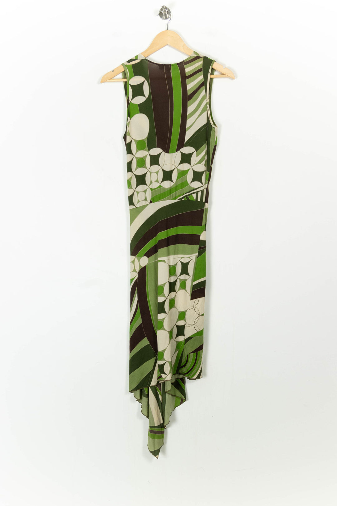 Robe Longue Verte et Blanche - Taille L/40 de la marque Max Mara | PARAD55589 - Vendu par Paradigme - Image 4