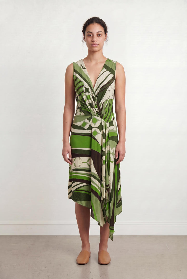 Robe Longue Verte et Blanche - Taille L/40 de la marque Max Mara | PARAD55589 - Vendu par Paradigme - Image 1
