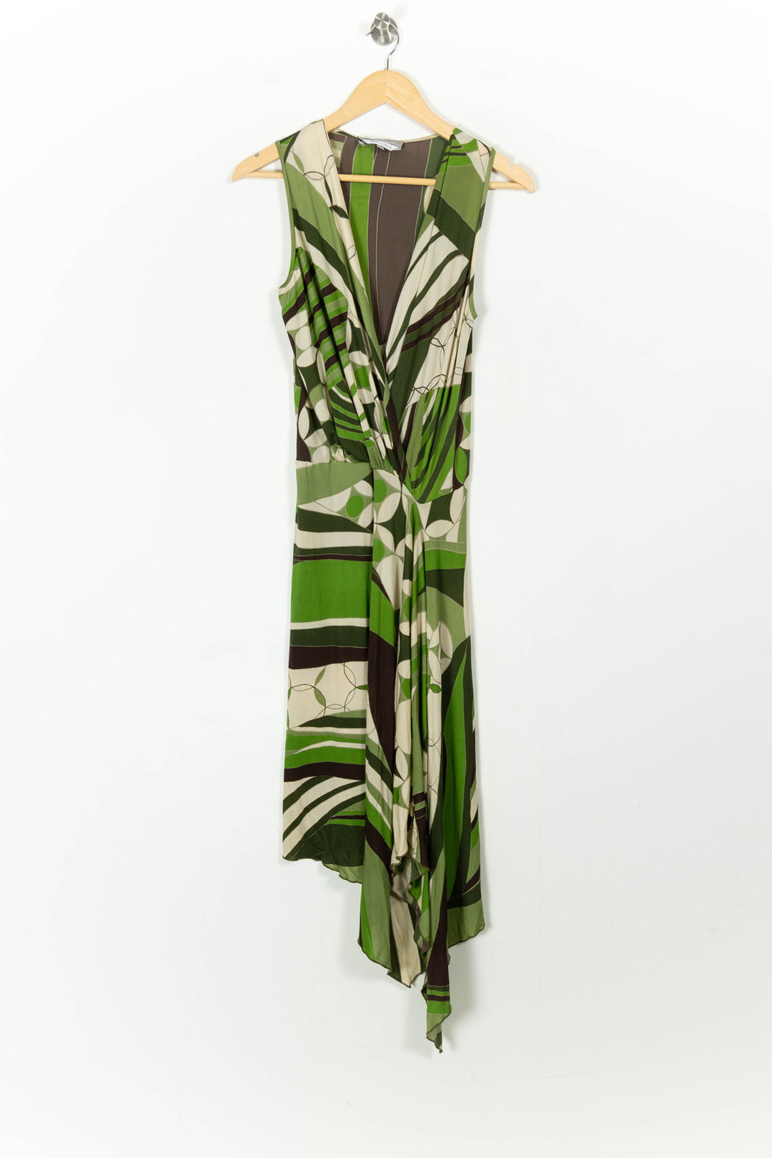 Robe Longue Verte et Blanche - Taille L/40 de la marque Max Mara | PARAD55589 - Vendu par Paradigme - Image 2