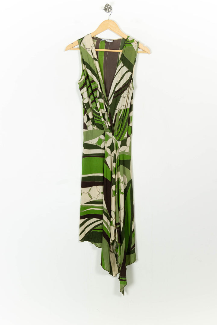 Robe Longue Verte et Blanche - Taille L/40 de la marque Max Mara | PARAD55589 - Vendu par Paradigme - Image 2