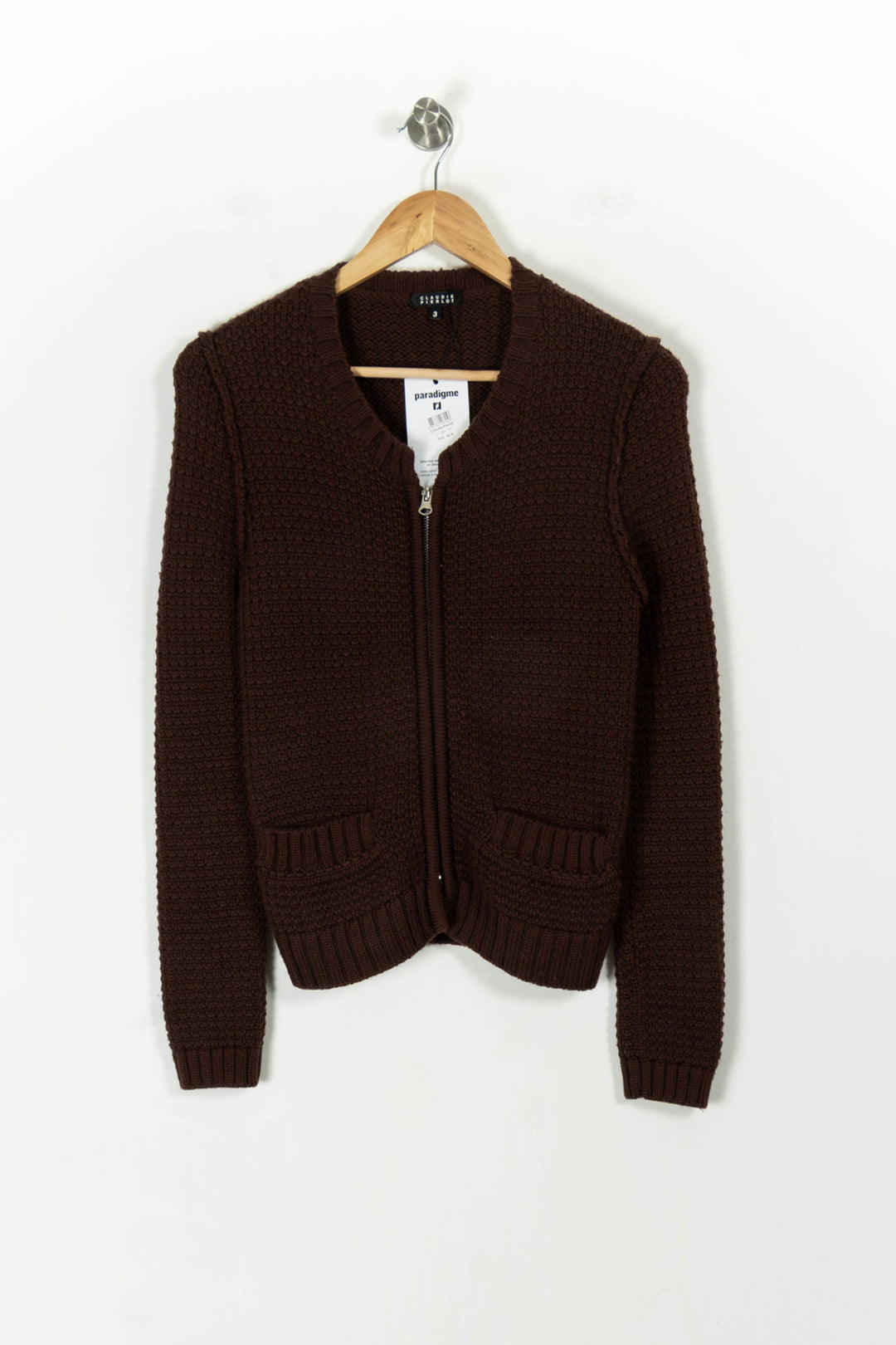 Gilet Marron - Taille L/40 de la marque Claudie Pierlot | PARAD55598 - Vendu par Paradigme - Image 2