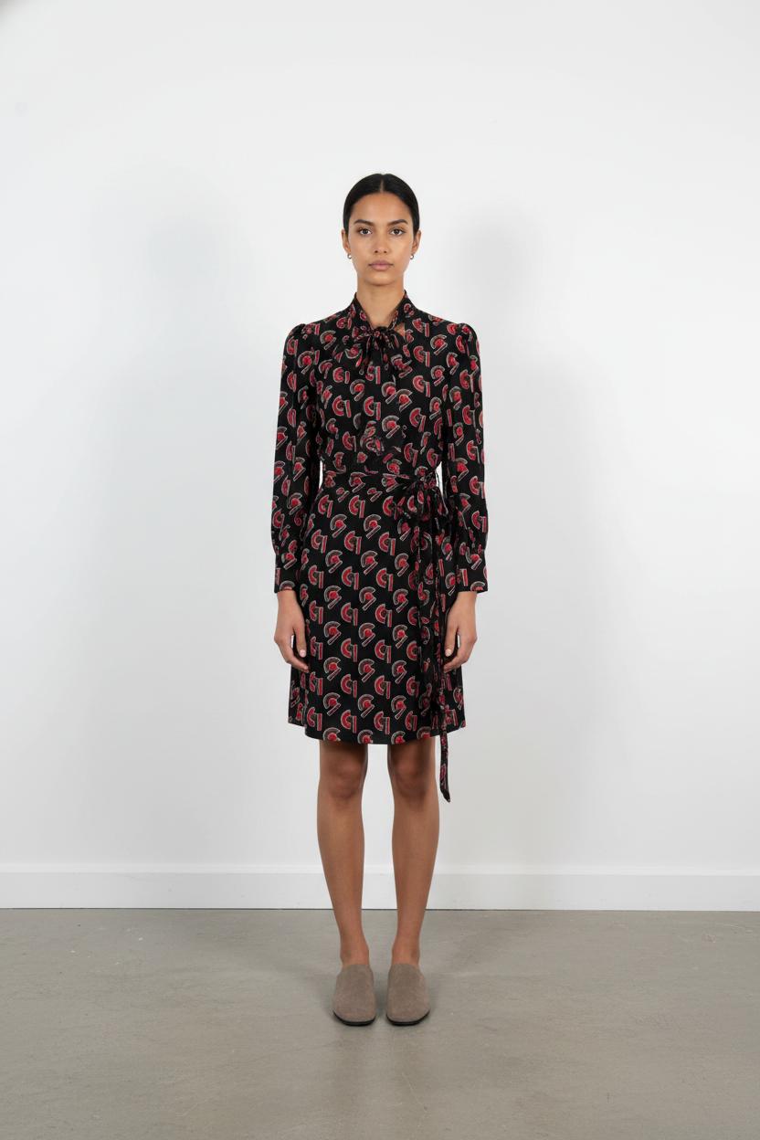 Robe Portefeuille Noire et Rouge - Taille XS/34