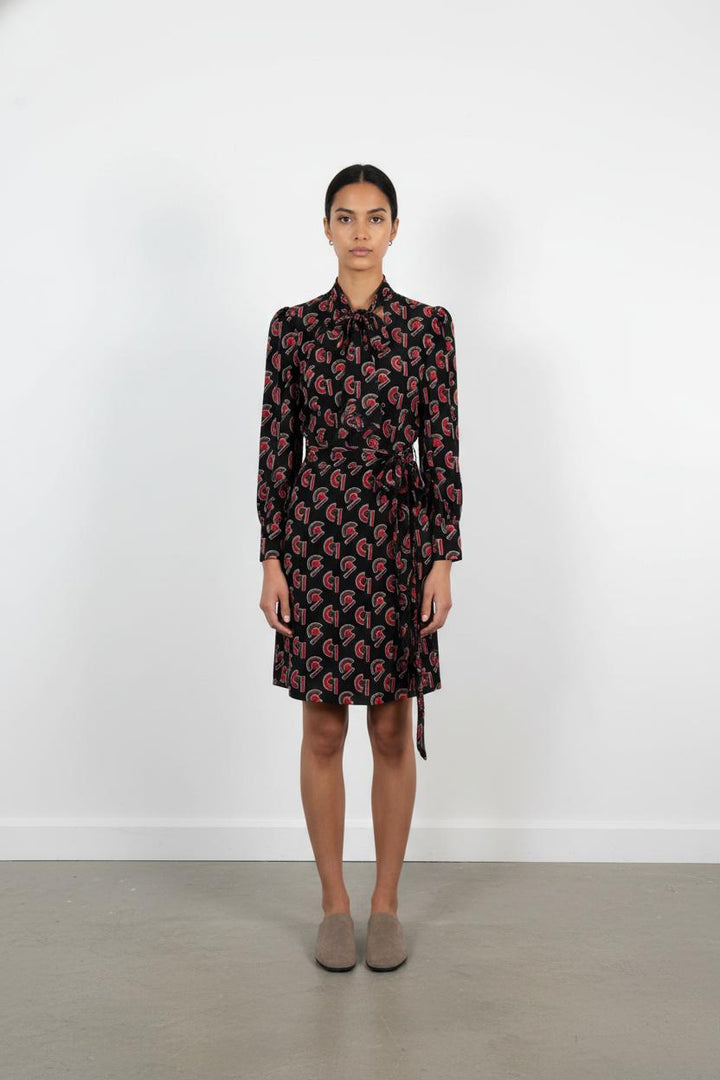 Robe Portefeuille Noire et Rouge - Taille XS/34