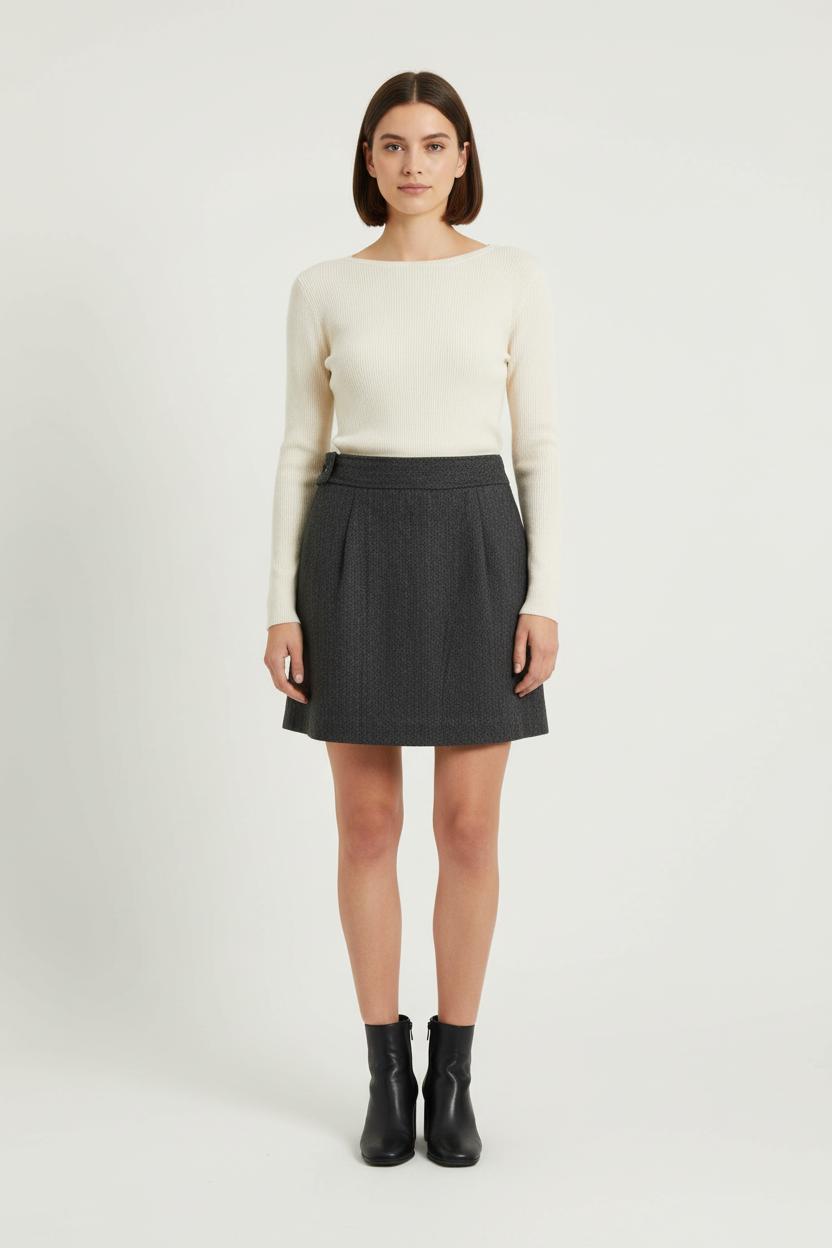 Jupe Courte Grise - Taille S/36 de la marque Bizance | PARAD55661 - Vendu par Paradigme - Image 1