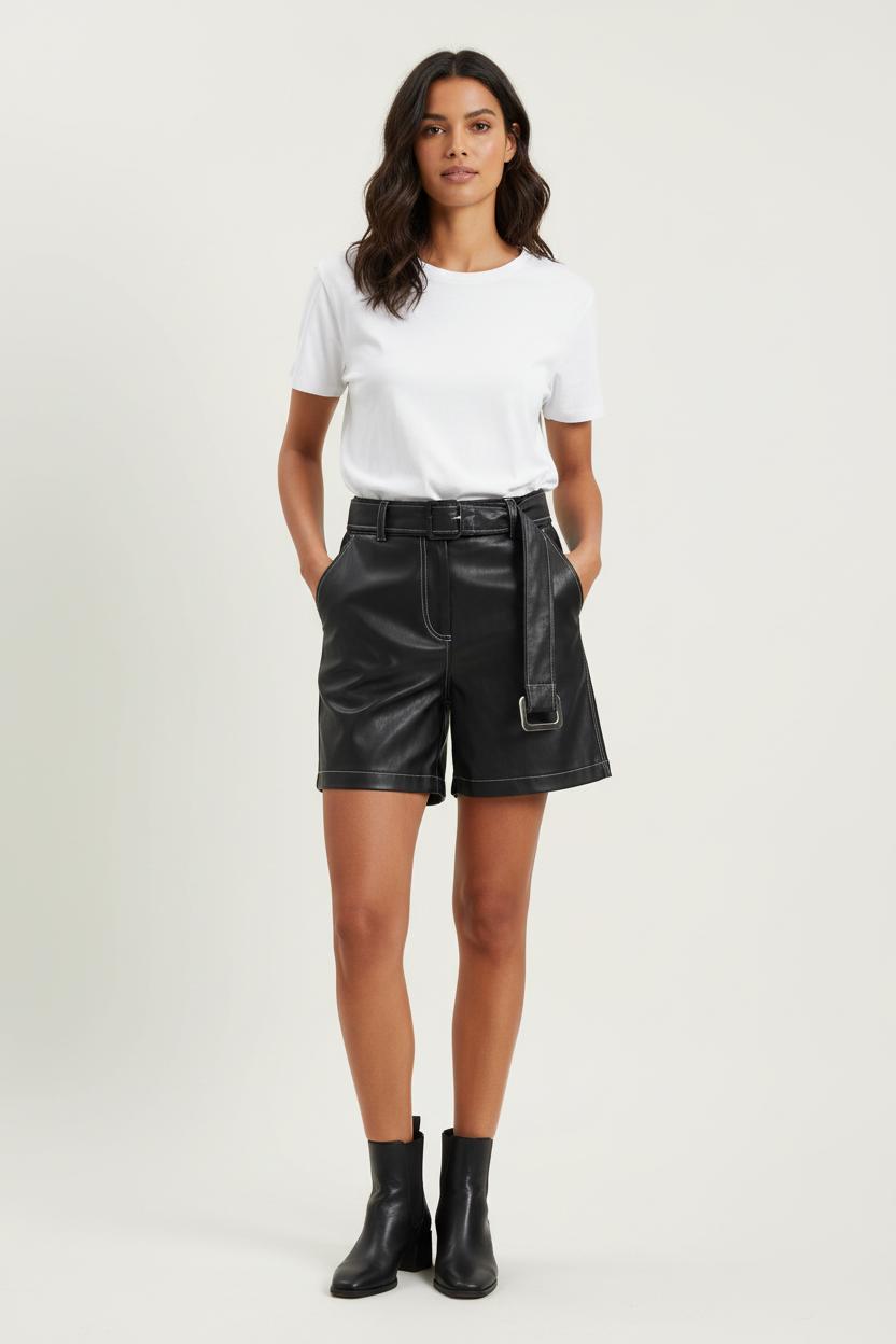 Short en Similicuir Noir - Taille L/40 de la marque Liu Jo | PARAD55663 - Vendu par Paradigme - Image 1