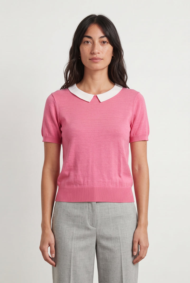 Pull Rose et Blanc - Taille M/38 de la marque Claudie Pierlot | PARAD55670 - Vendu par Paradigme - Image 1