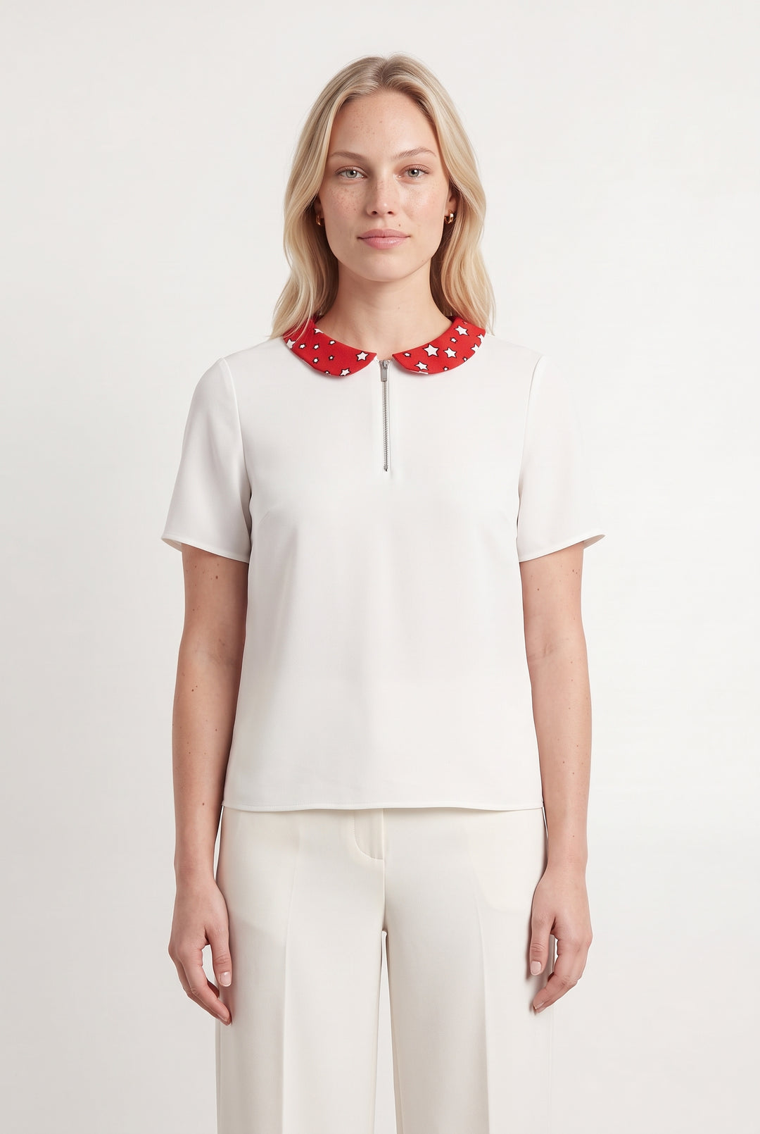 Blouse Blanche et Rouge - Taille L/40 de la marque Claudie Pierlot | PARAD55671 - Vendu par Paradigme - Image 1