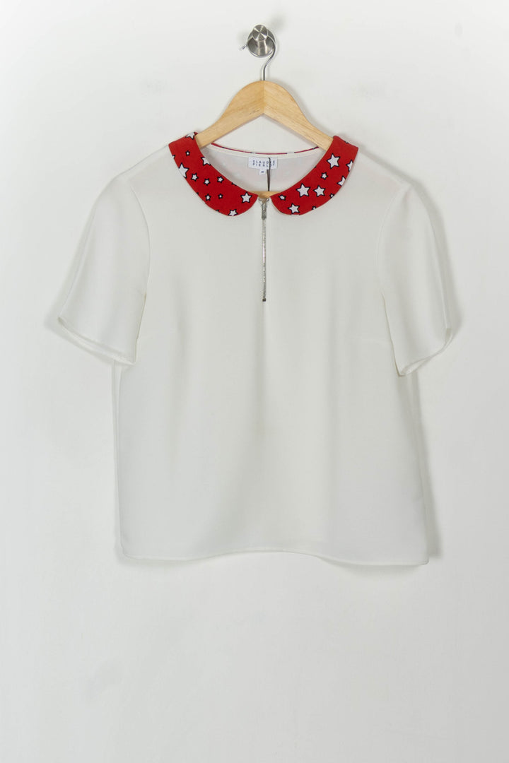 Blouse Blanche et Rouge - Taille L/40 de la marque Claudie Pierlot | PARAD55671 - Vendu par Paradigme - Image 2