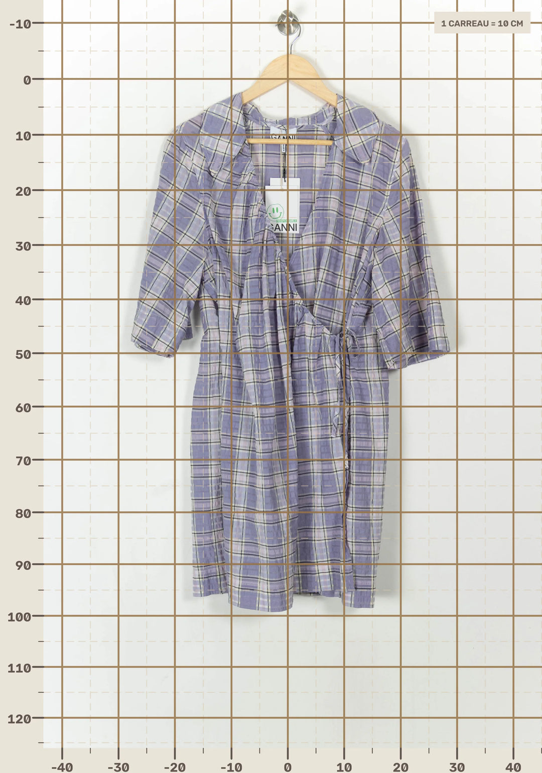 Robe portefeuille violette à carreaux - Taille L/40 de la marque Ganni | PARAD55689 - Vendu par Paradigme - Image 4