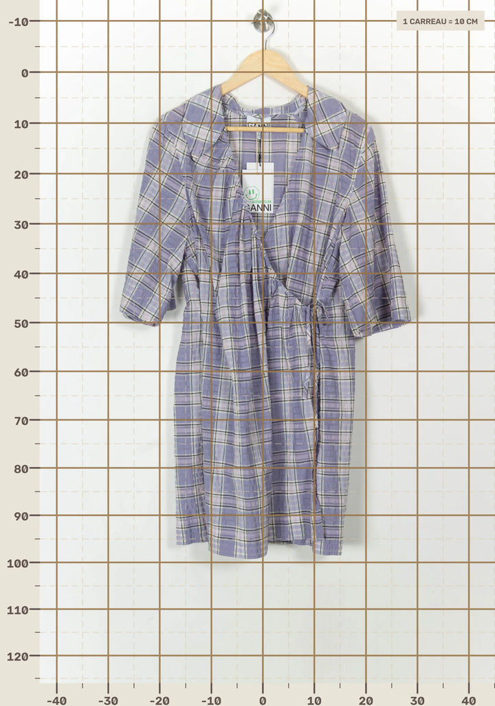 Robe portefeuille violette à carreaux - Taille L/40 de la marque Ganni | PARAD55689 - Vendu par Paradigme - Image 4