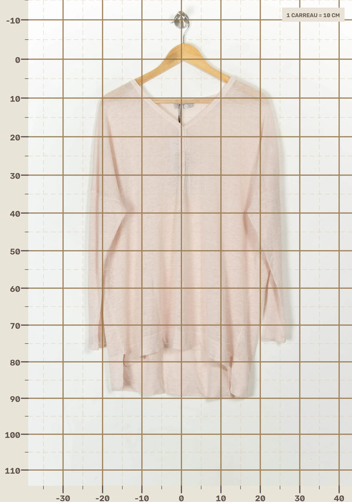 Pull Col V Rose - Taille M/38 de la marque Maison Montagut | PARAD55703 - Vendu par Paradigme - Image 4