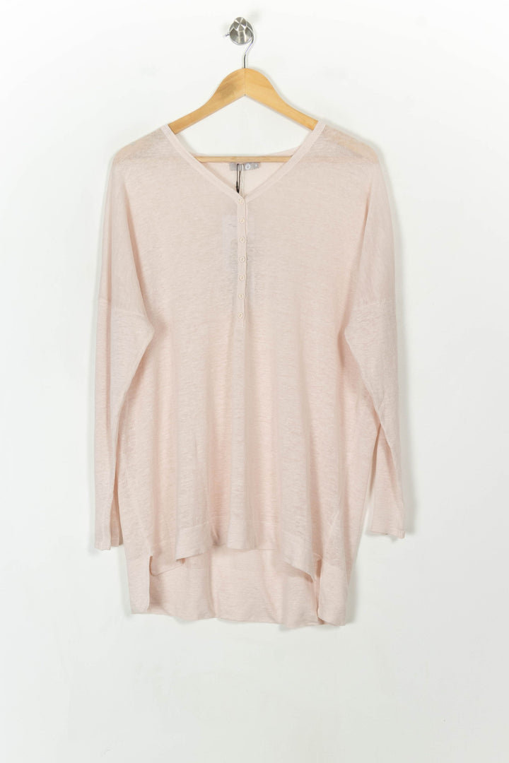 Pull Col V Rose - Taille M/38 de la marque Maison Montagut | PARAD55703 - Vendu par Paradigme - Image 2