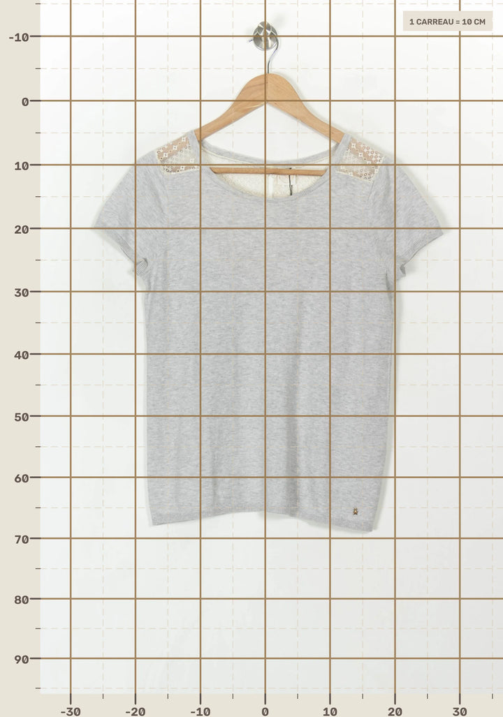 T-shirt Gris et Blanc - Taille S/36 de la marque Des petits hauts | PARAD55706 - Vendu par Paradigme - Image 4