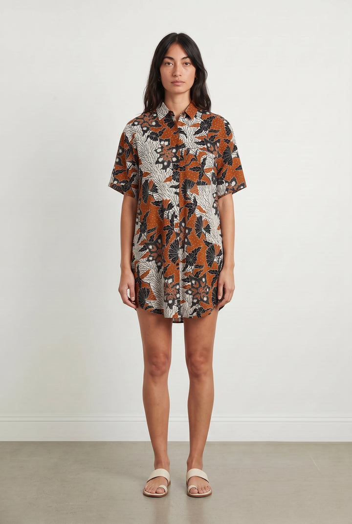 Chemise à Manches Courtes Marron et Noire - Taille M/38 de la marque Maje | PARAD55711 - Vendu par Paradigme - Image 1