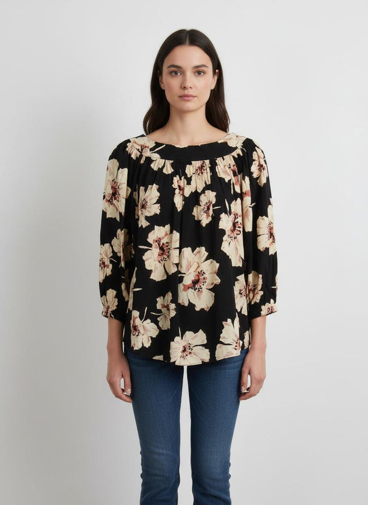 Blouse Noire et Beige - Taille XS/34