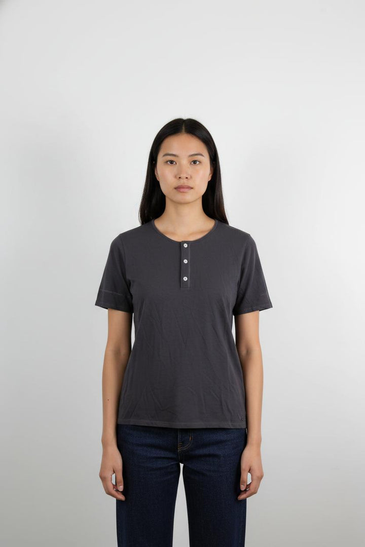 Tee-shirt Henley Bleu - Taille XS/34