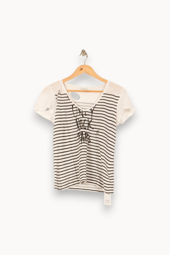 Tee-shirt Blanc et Noir - Taille S/36 de la marque IKKS | PARAD55747 - Vendu par Paradigme - Image 2
