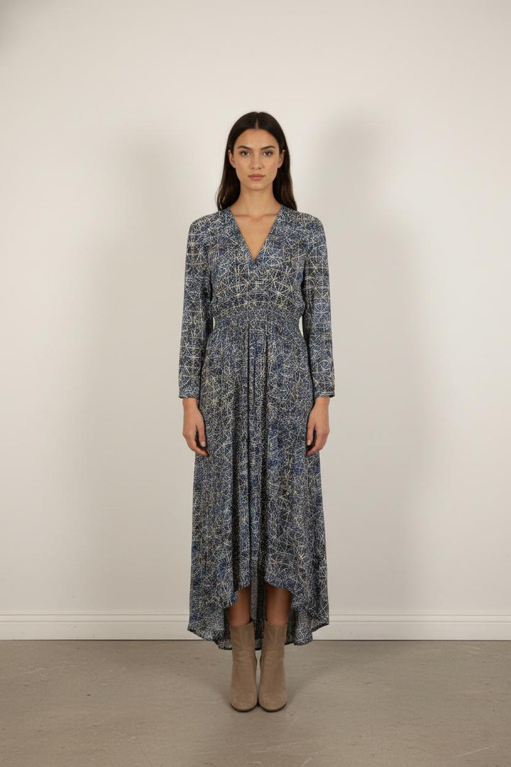 Robe Longue Bleu et Beige - Taille M/38