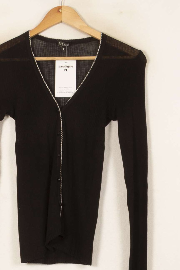 Cardigan Noir - Taille S/36 de la marque Claudie Pierlot | PARAD55822 - Vendu par Paradigme - Image 3
