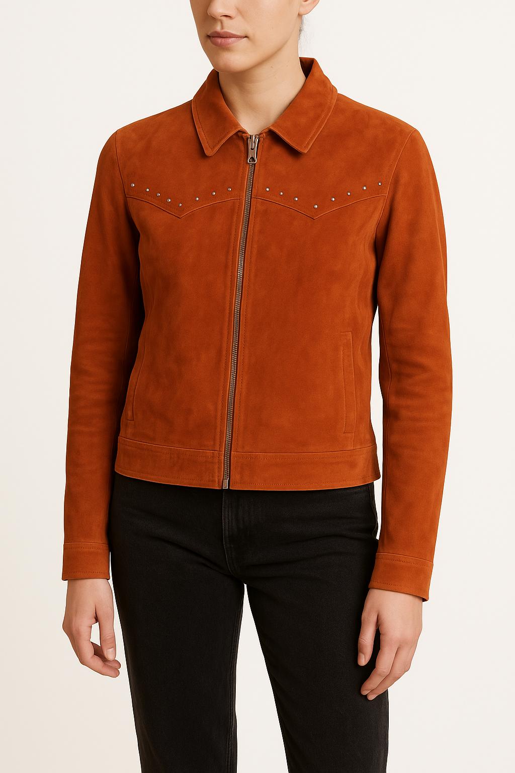 Veste en daim orange - Taille M/38 de la marque IKKS | PARAD55832 - Vendu par Paradigme - Image 1