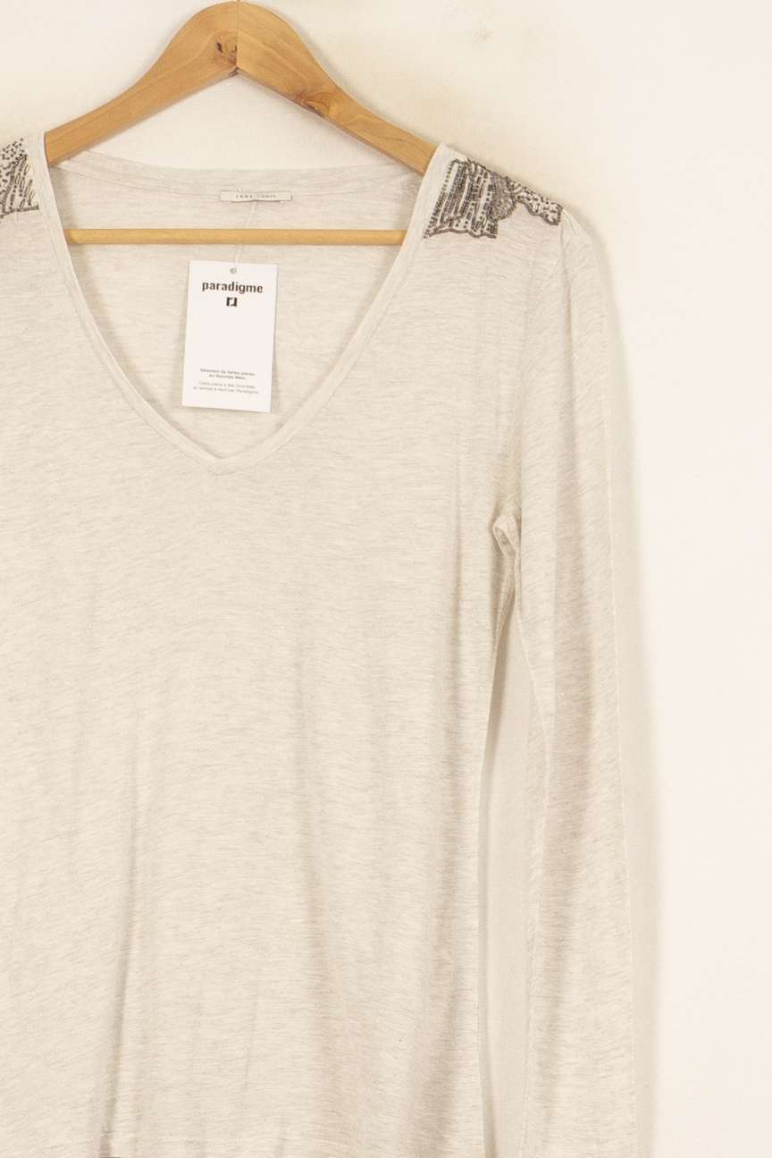 T-shirt Manches Longues Blanc - Taille M/38 de la marque IKKS | PARAD55843 - Vendu par Paradigme - Image 3