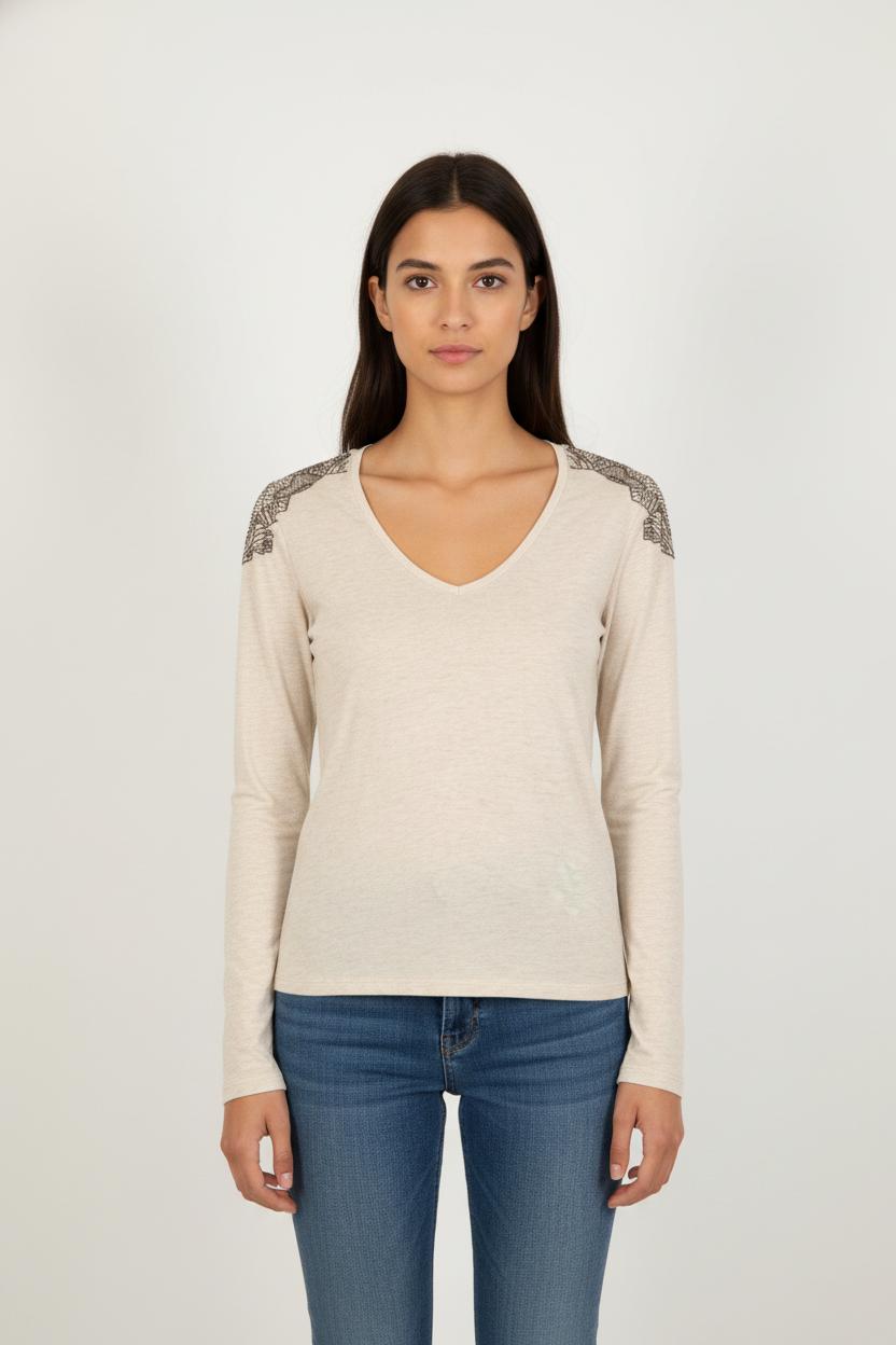 T-shirt Manches Longues Blanc - Taille M/38