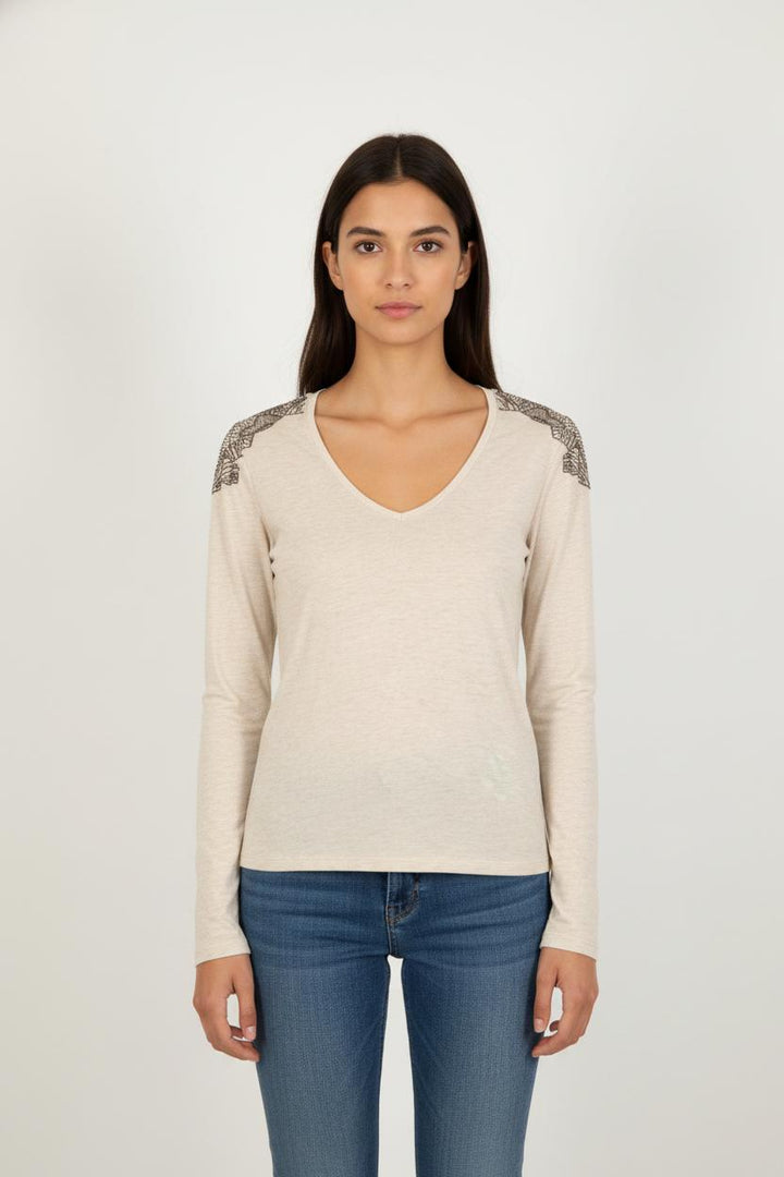 T-shirt Manches Longues Blanc - Taille M/38